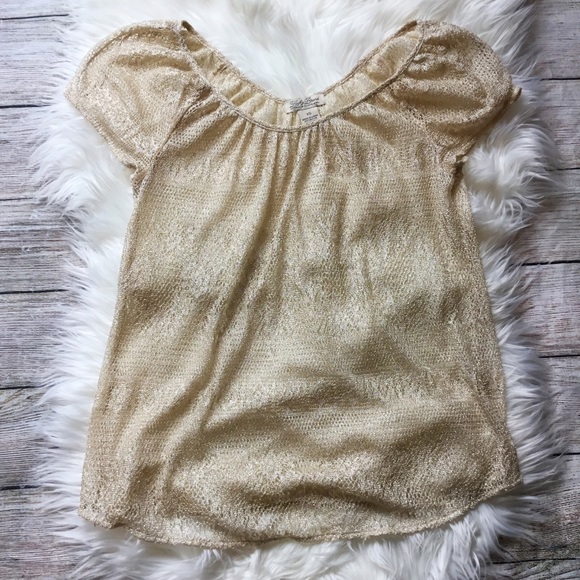 Lucky Brand Tops - Lucky Brand Sparkly Gold Short Sleeve Top